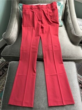 Theory Max C3 Sevona Wool Blend Pants 6 | Slant Pockets | Coral/Light Cranberry